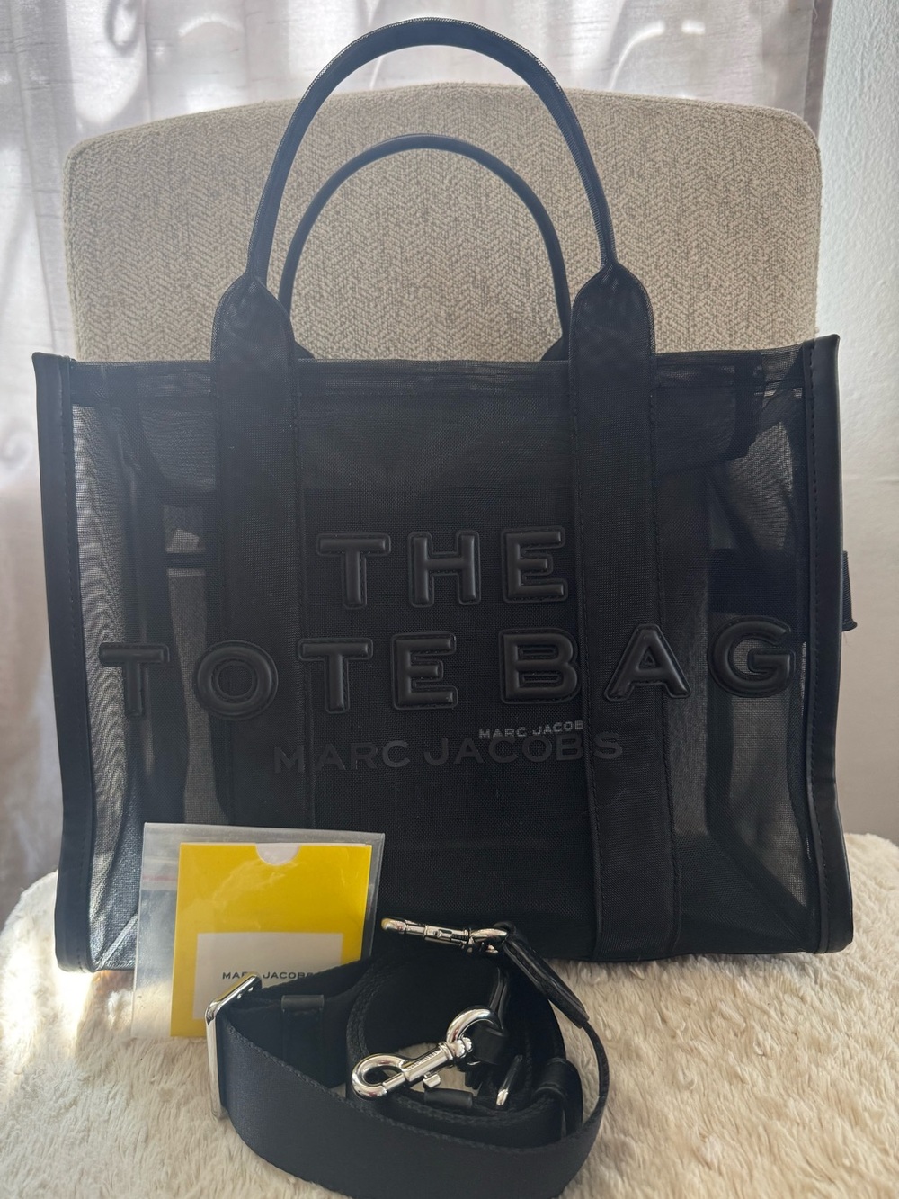 Marc Jacobs Black Mesh 'The Tote Bag' with Detachable Strap